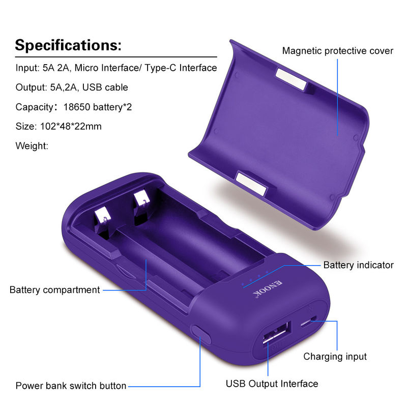 18650 21700 Lithium-Ionen-Ladegerät Schnellladung Typ C Eingang und Ausgang