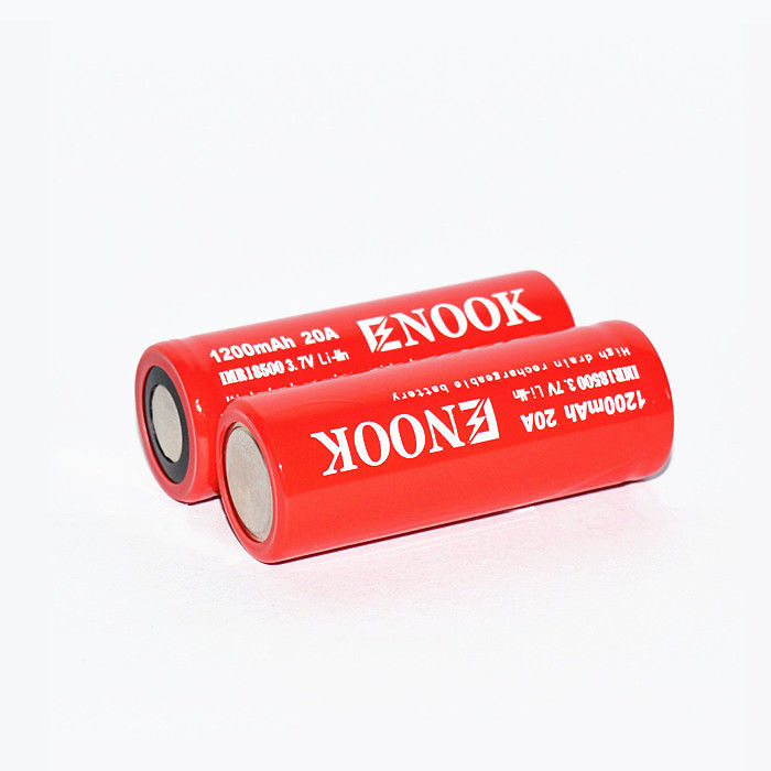Enook 1200mAh 20A Lithium-Ionen-Batteriezelle 3.7V 18500 wiederaufladbare Li-Ionen-Batterie