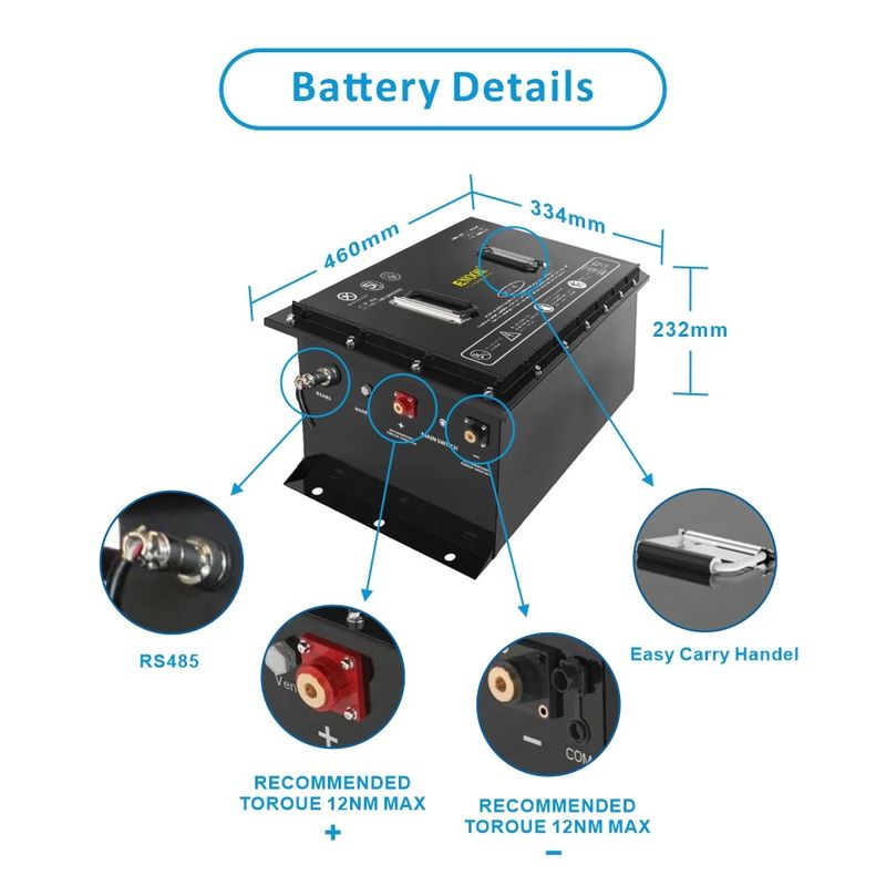 Umweltfreundliche Lithium-Eisen-Phosphat-Batterie Lithium-Ionen-Golfkarren-Batterie 472*334*243mm