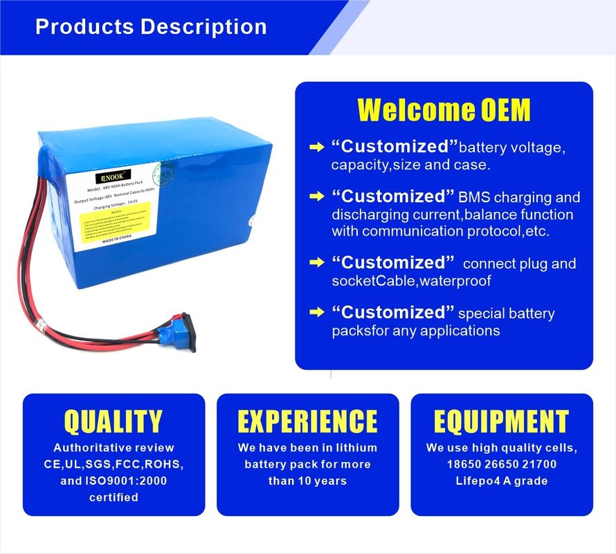 Blauer Typ 48V 40ah E Roller Lithium-Ionen-Batterie für Elektrofahrzeuge