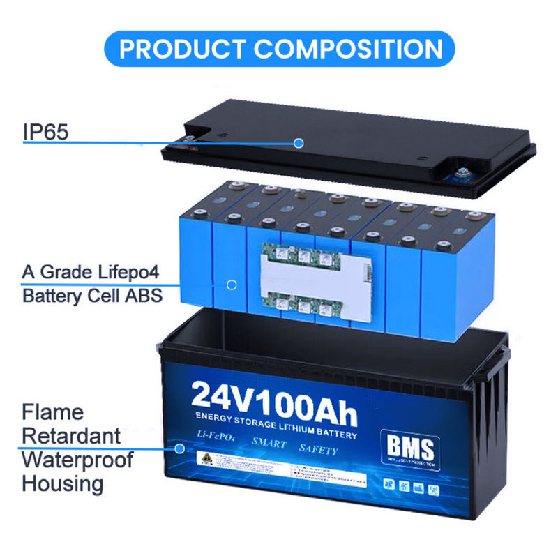 12V 100Ah Deep Cycle Ion Battery 200Ah 24V Lithium Ion Battery Pack für Campingwagen RV Boot