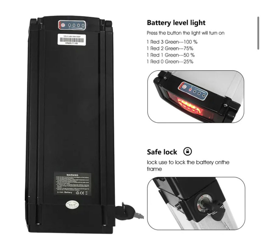 Eco-Friendly Rückständer E-Bike Batteriepack Sliver Lithium-Ionen-Batterie für E-Bikes