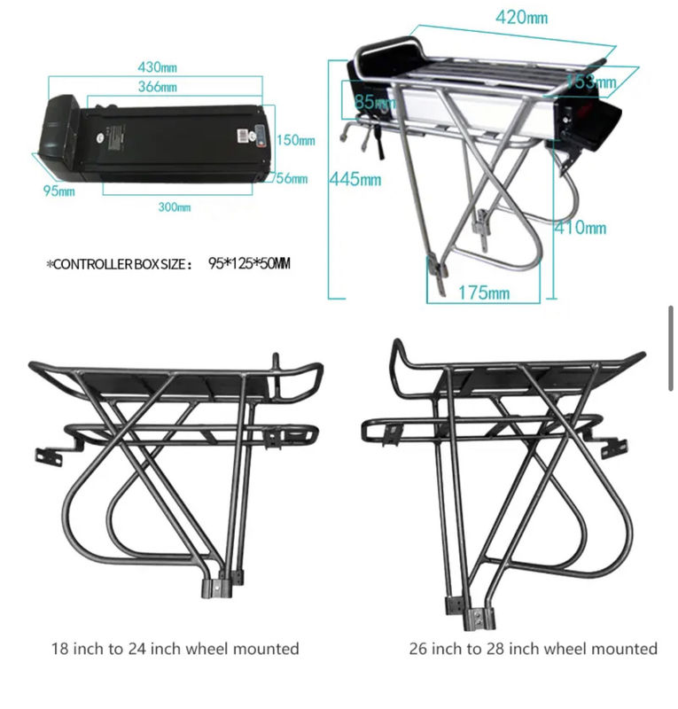 48-Volt-Rückträger Lithium-Ionen-E-Fahrradbatterie
