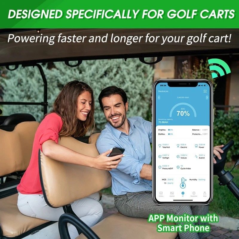 36V 48V 72V 96V 100Ah 200Ah 300Ah LiFePO4 Golfkarrenbatterie mit 150A kontinuierlicher Entladung